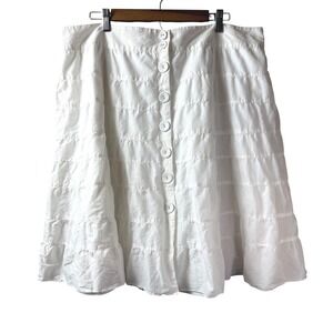 Mossimo White Cotton Button Front Tiered A-Line Skirt Plus Size 18 Cottagecore